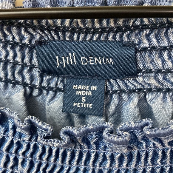 J. Jill 3/4 Sleeve Lightweight Lyocell Denim Peasant Top - Size Small Petite - Picture 5 of 6